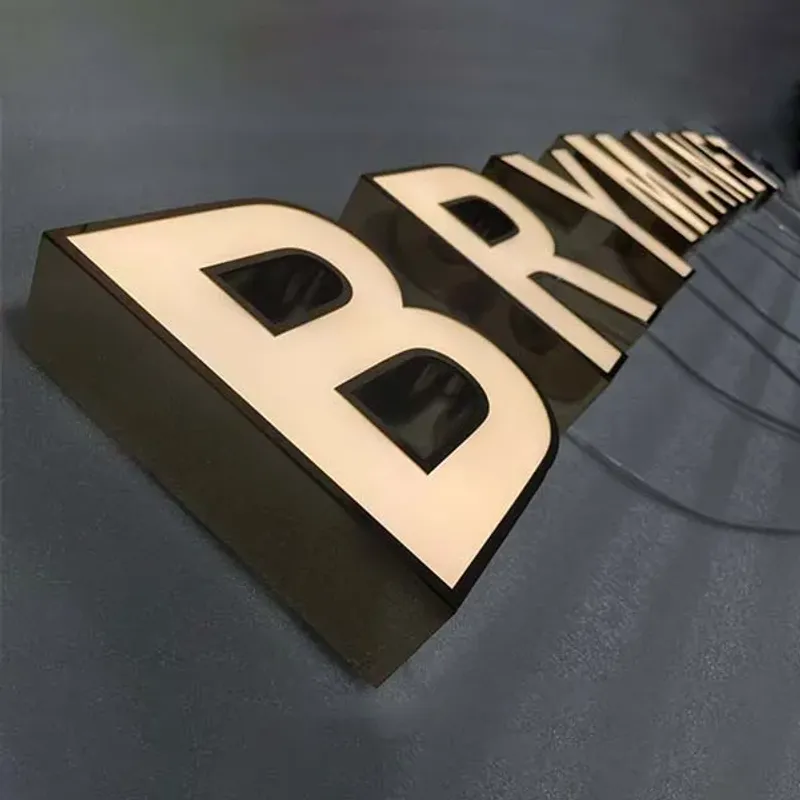 Bar channel letters gold trim warm glow sign